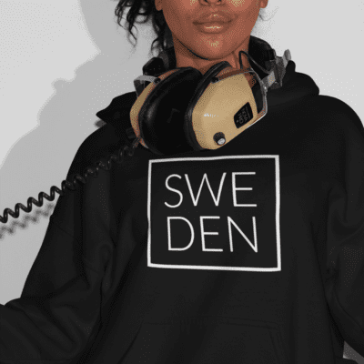 Hoodie - Sweden in a square (white print) 2