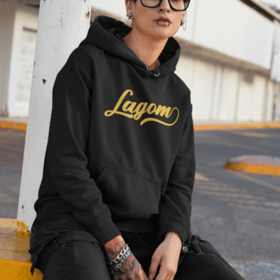 Hoodie - Lagom (gul print)