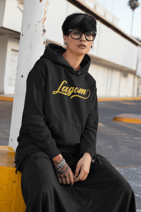 Hoodie - Lagom (gul print)