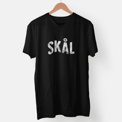 V-Neck - Skal (vit print)